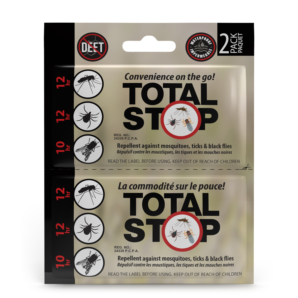 TotalSTOP Deet-Free Insect Repellent Wipes - 2 pack